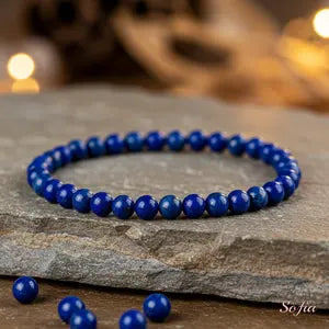 Blue Friendship Bracelet Lapis Lazuli Stone Beaded Bracelet Lapis Gemstone Stretch Healing Bracelet Boho Style Gif