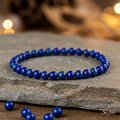 Blue Friendship Bracelet Lapis Lazuli Stone Beaded Bracelet Lapis Gemstone Stretch Healing Bracelet Boho Style Gif